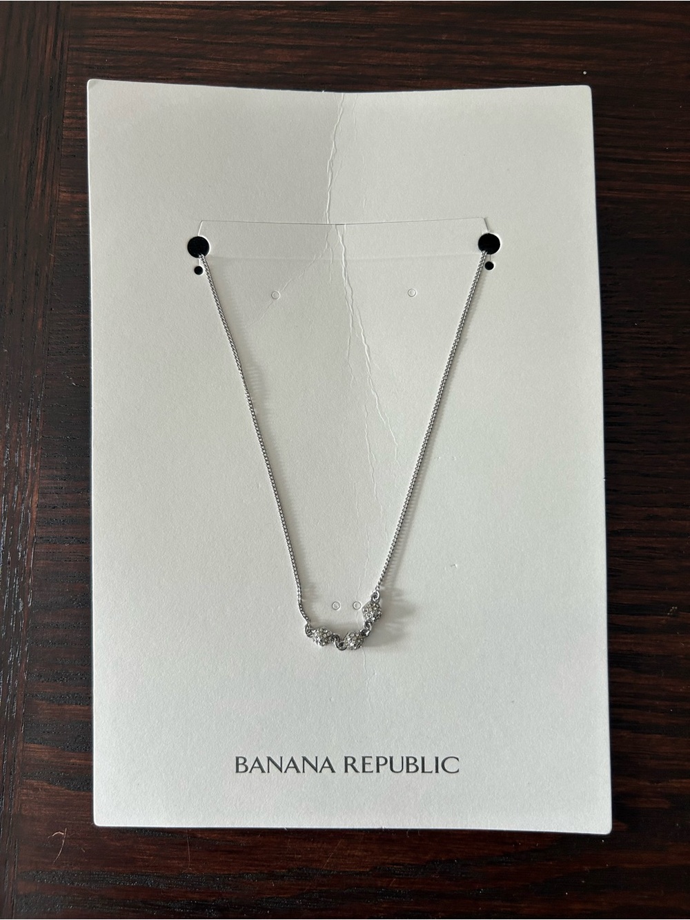 Banana Republic Silver Crystal Pendant Necklace
